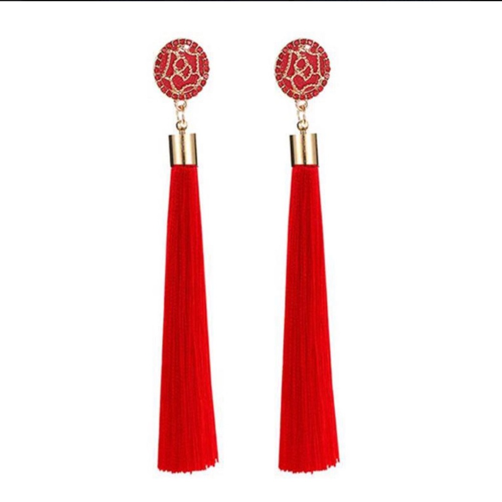 Red tassel earrings
